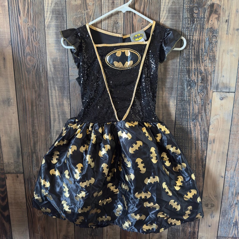 DC Batgirl Sleeveless Black Gold Dress Costume- LARGE